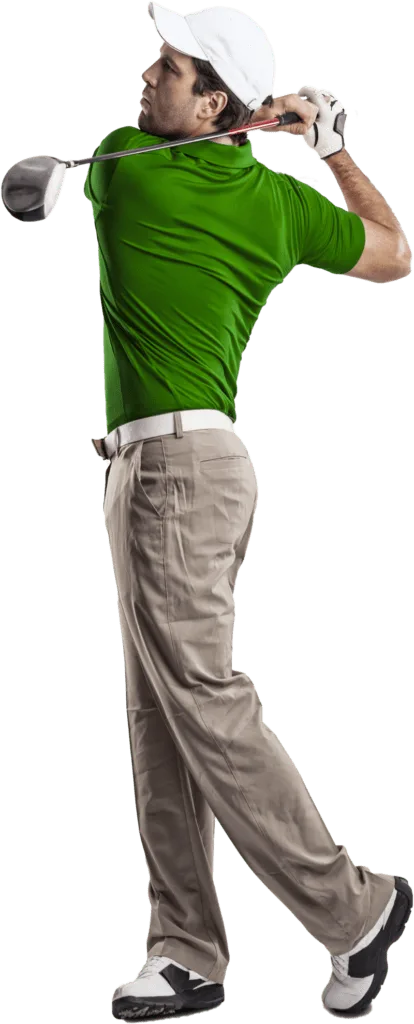 Golfeur en plein swing lors d’une compétition