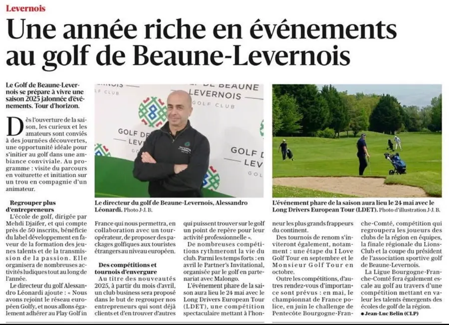 Article du Bien Public sur la saison 2025 du Golf de Beaune-Levernois